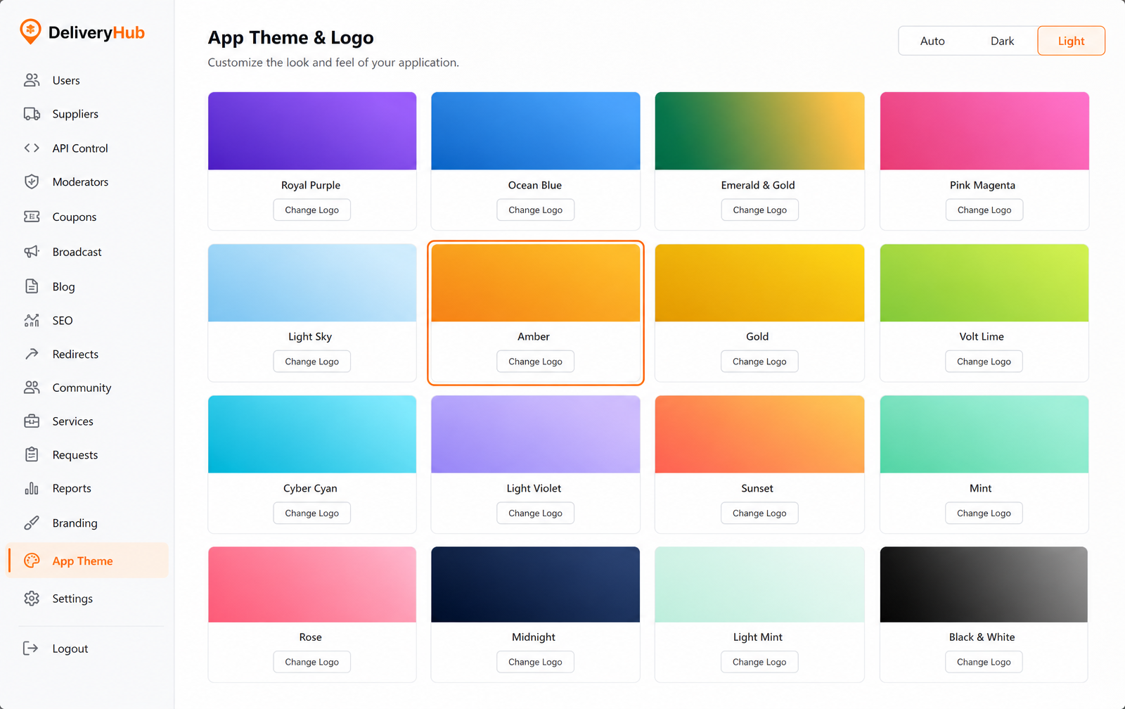 Admin theme panel